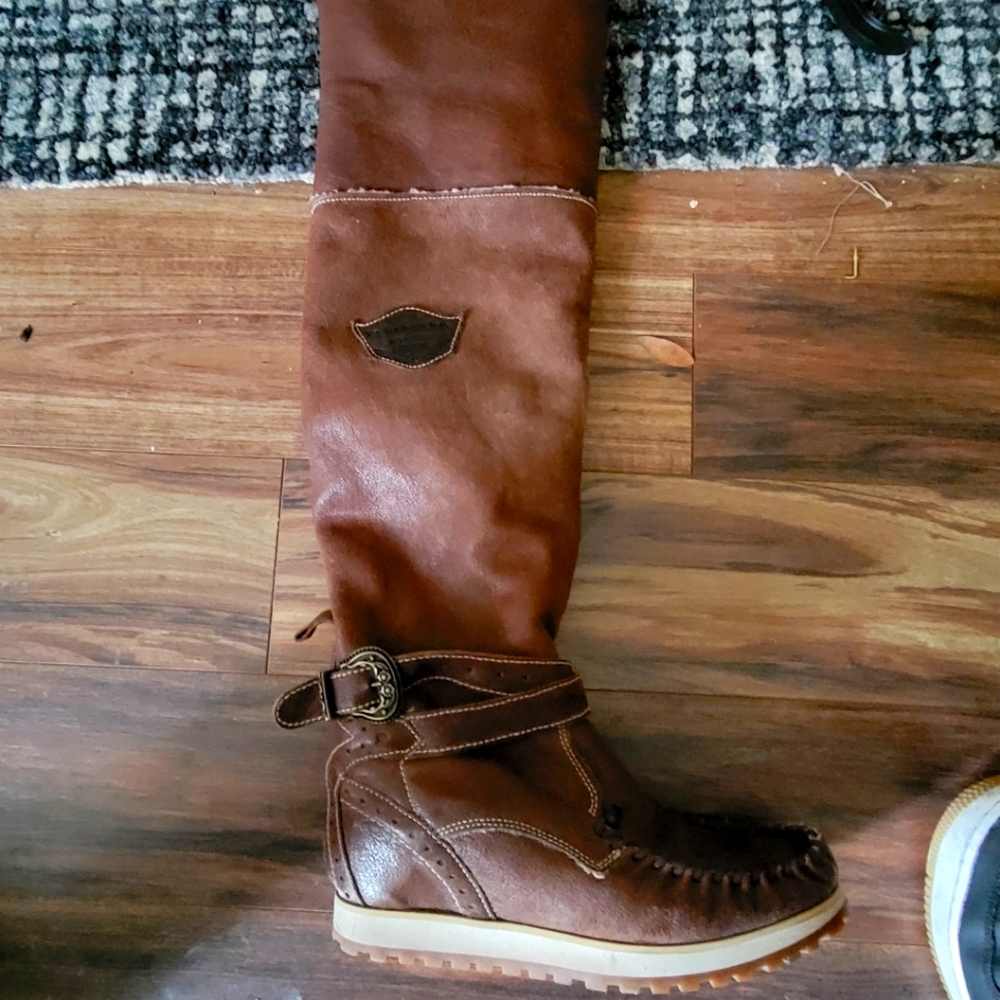 El Vaquero Vintage 80s Original Apache Moccasin Knee Boots Soft Size 8.5